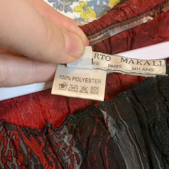 Vintage 90s/Y2K Beaded Alberto Makali Crinkle Blouse - Picture 6 of 8